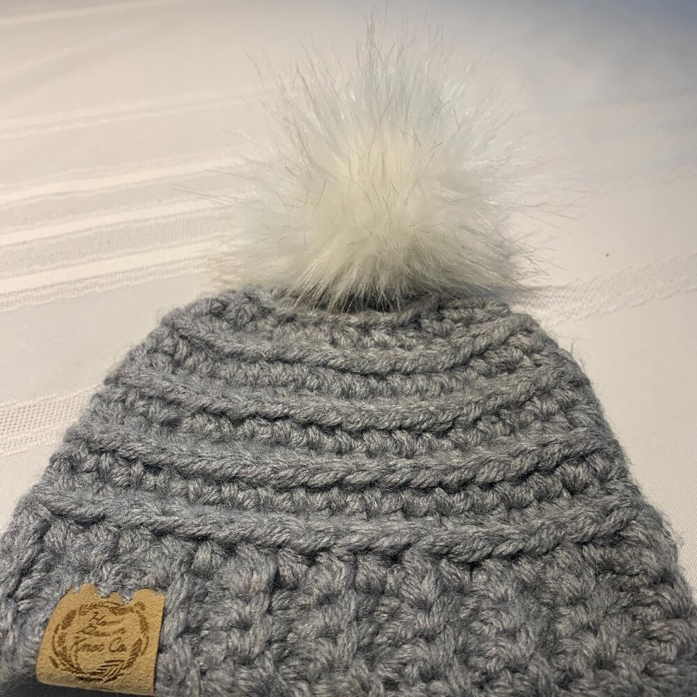 Childs Knitted Hat With Pompom